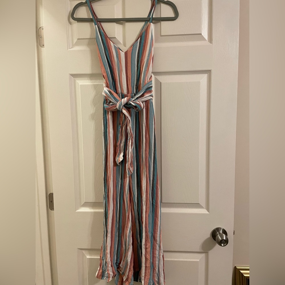 Loft Striped Wrap Cami Jumpsuit